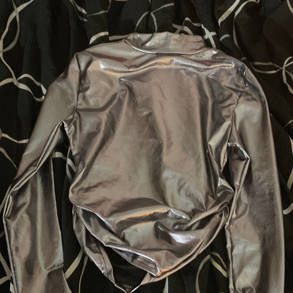 Glamorous Metallic Silver long sleeve cropish shirt